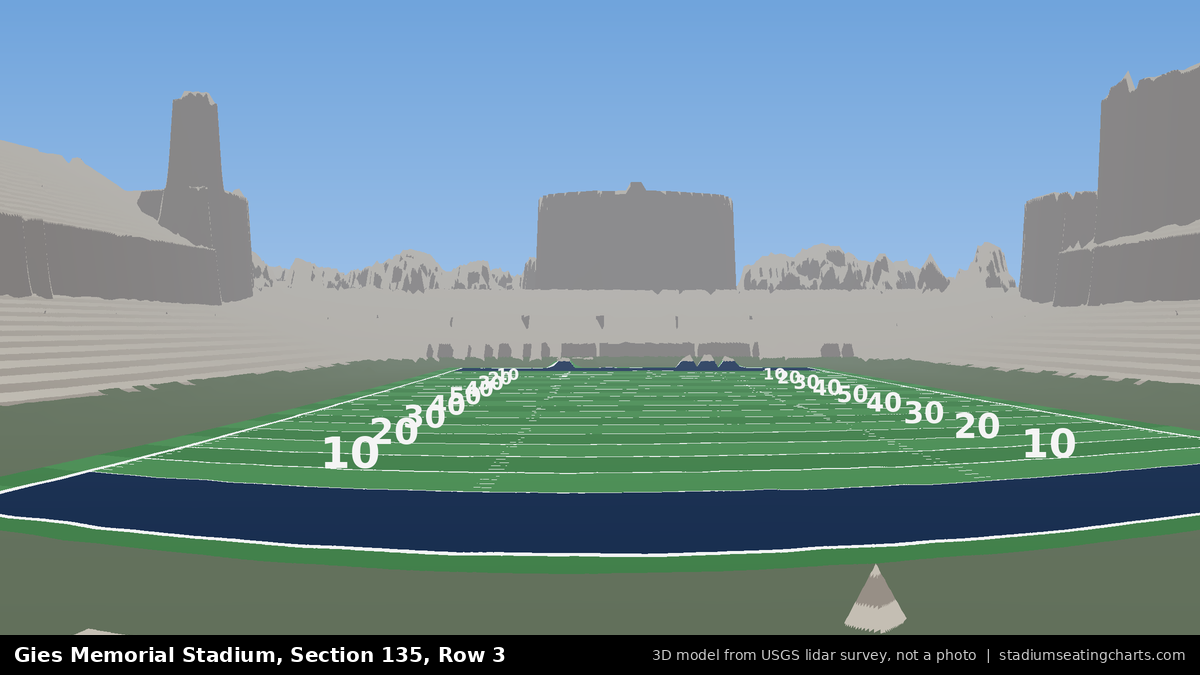 View from Gies Memorial Stadium Section 135, Row 3, looking toward the field