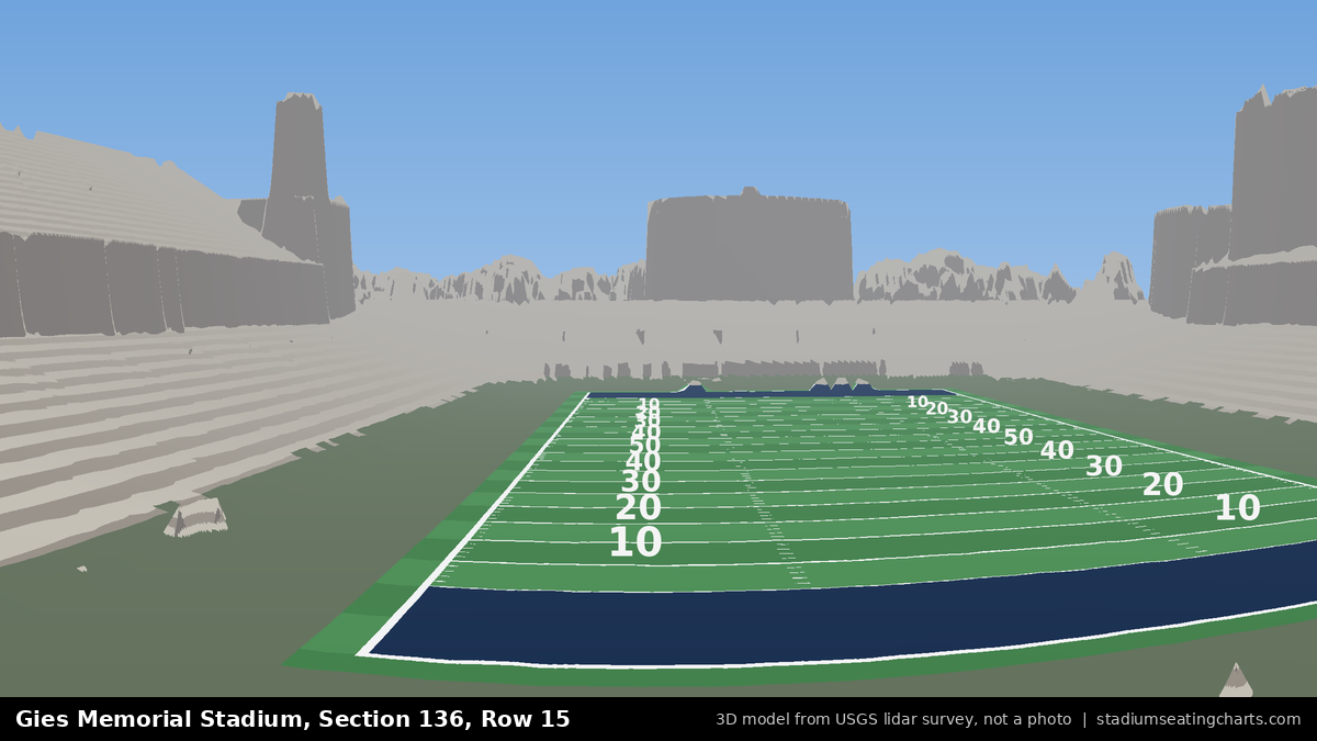 View from Gies Memorial Stadium Section 136, Row 15, looking toward the field