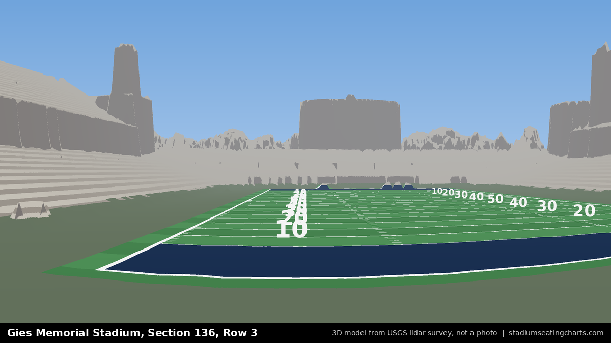 View from Gies Memorial Stadium Section 136, Row 3, looking toward the field
