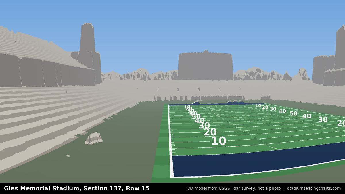 View from Gies Memorial Stadium Section 137, Row 15, looking toward the field