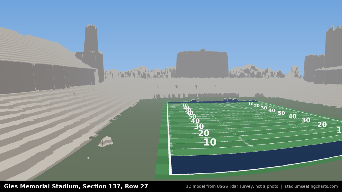 View from Gies Memorial Stadium Section 137, Row 27, looking toward the field