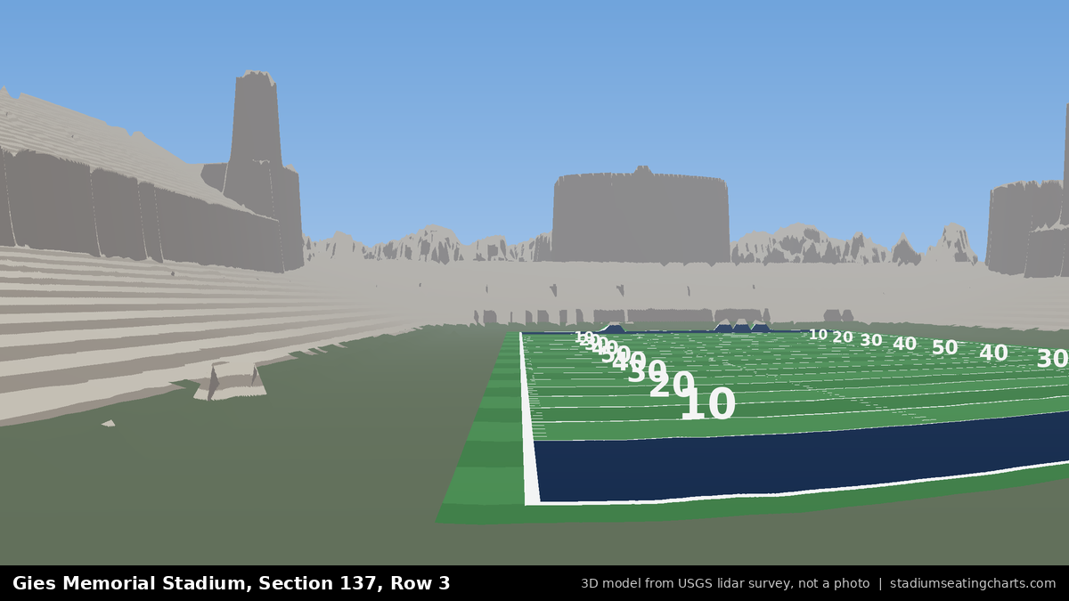 View from Gies Memorial Stadium Section 137, Row 3, looking toward the field