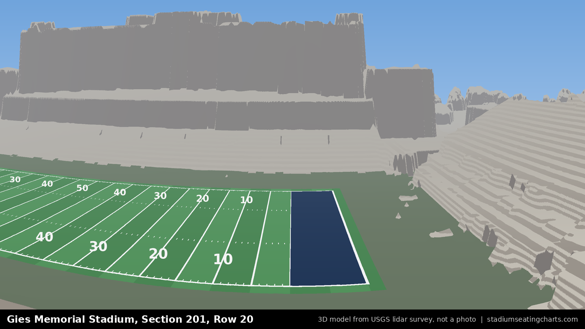 View from Gies Memorial Stadium Section 201, Row 20, looking toward the field