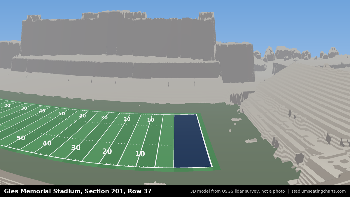 View from Gies Memorial Stadium Section 201, Row 37, looking toward the field