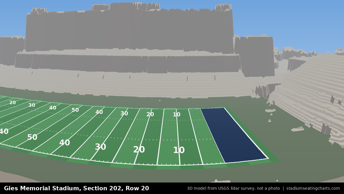 View from Gies Memorial Stadium Section 202, Row 20, looking toward the field