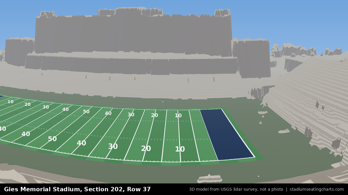 View from Gies Memorial Stadium Section 202, Row 37, looking toward the field
