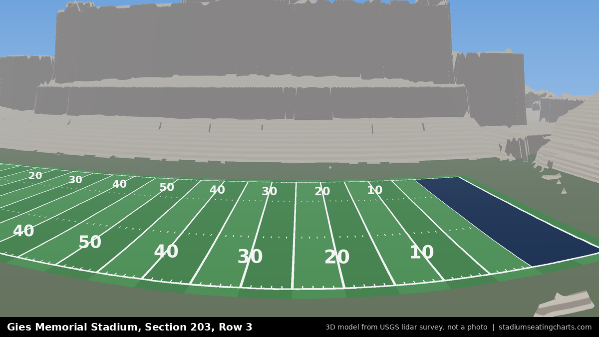 View from Gies Memorial Stadium Section 203, Row 3, looking toward the field