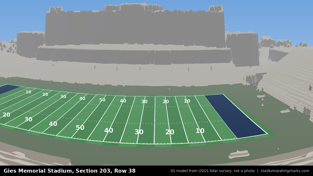View from Gies Memorial Stadium Section 203, Row 38, looking toward the field