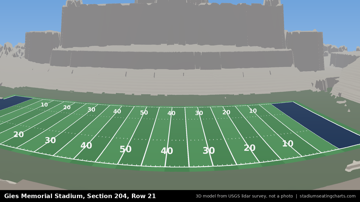 View from Gies Memorial Stadium Section 204, Row 21, looking toward the field