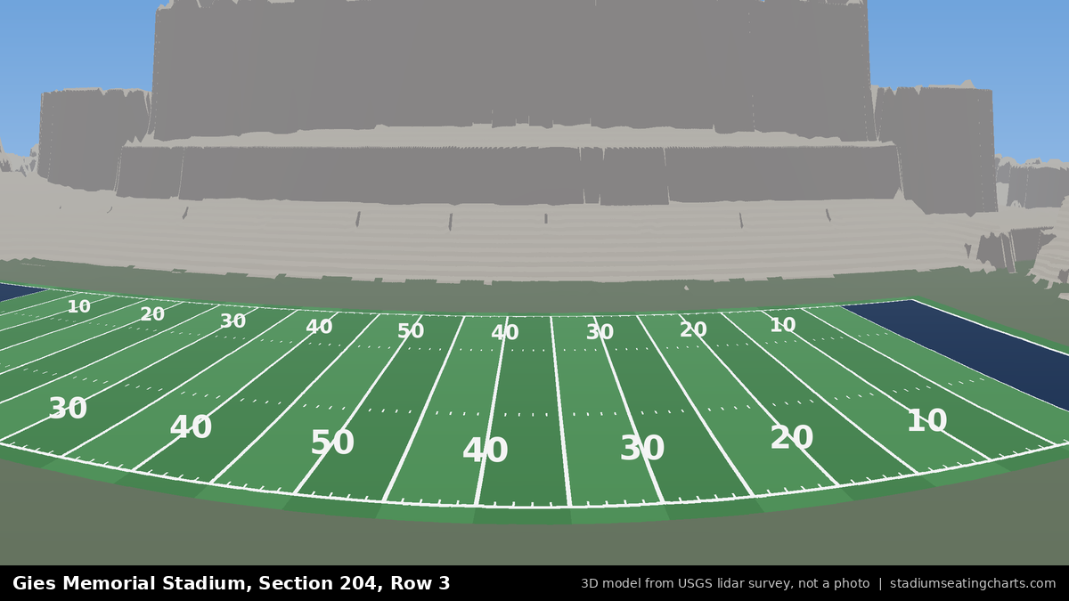 View from Gies Memorial Stadium Section 204, Row 3, looking toward the field