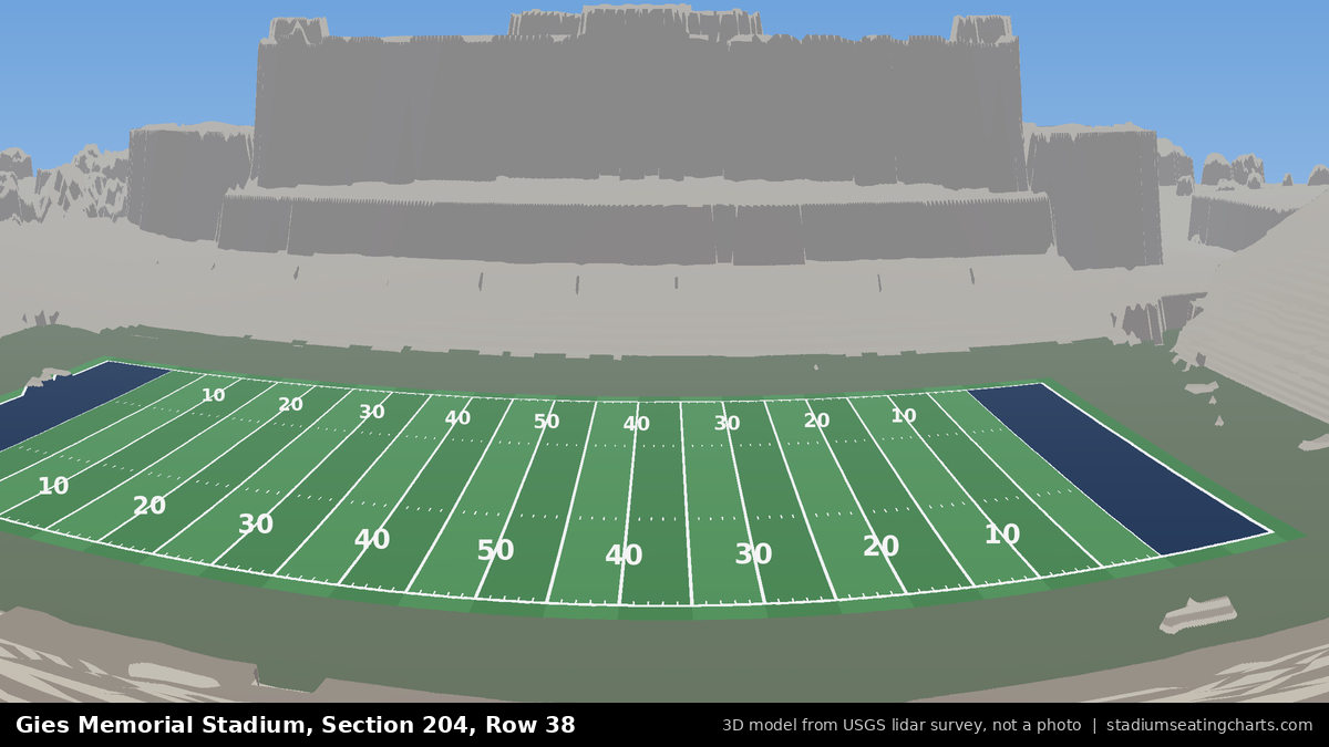 View from Gies Memorial Stadium Section 204, Row 38, looking toward the field