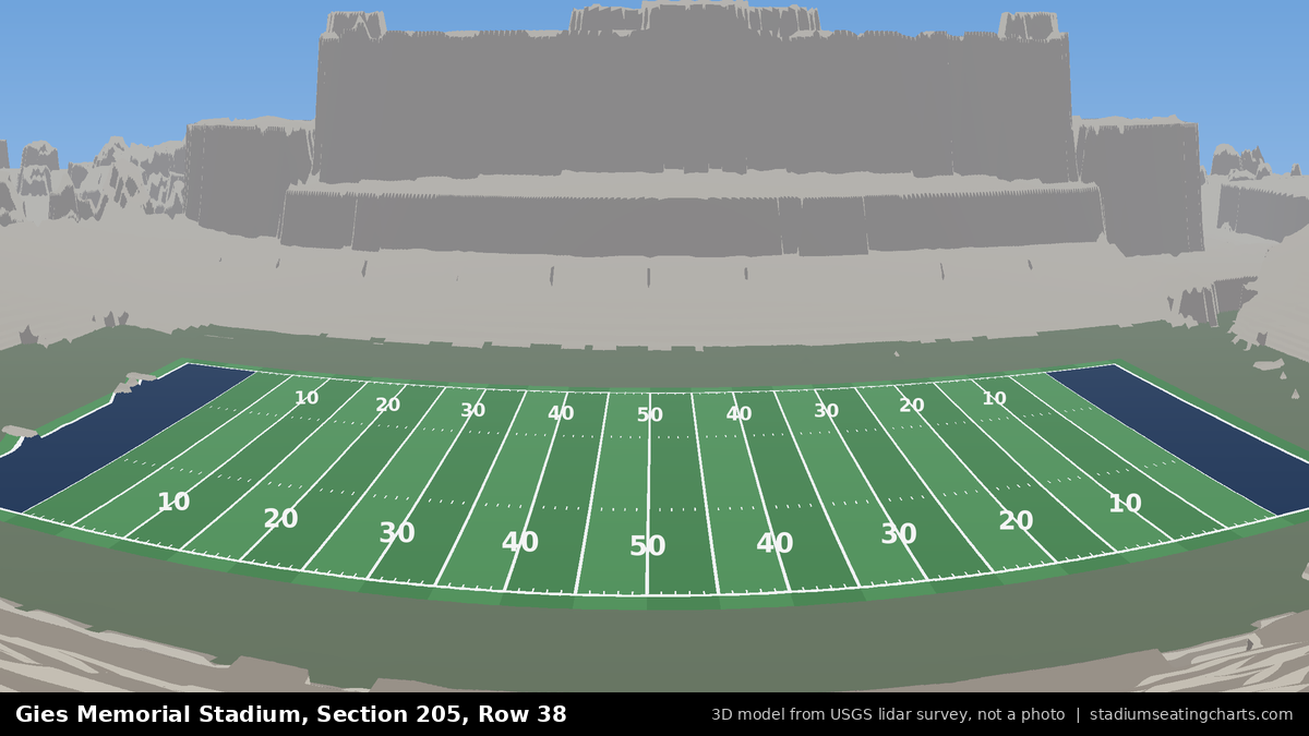 View from Gies Memorial Stadium Section 205, Row 38, looking toward the field