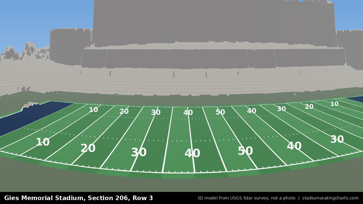 View from Gies Memorial Stadium Section 206, Row 3, looking toward the field