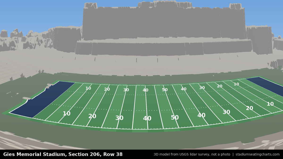 View from Gies Memorial Stadium Section 206, Row 38, looking toward the field