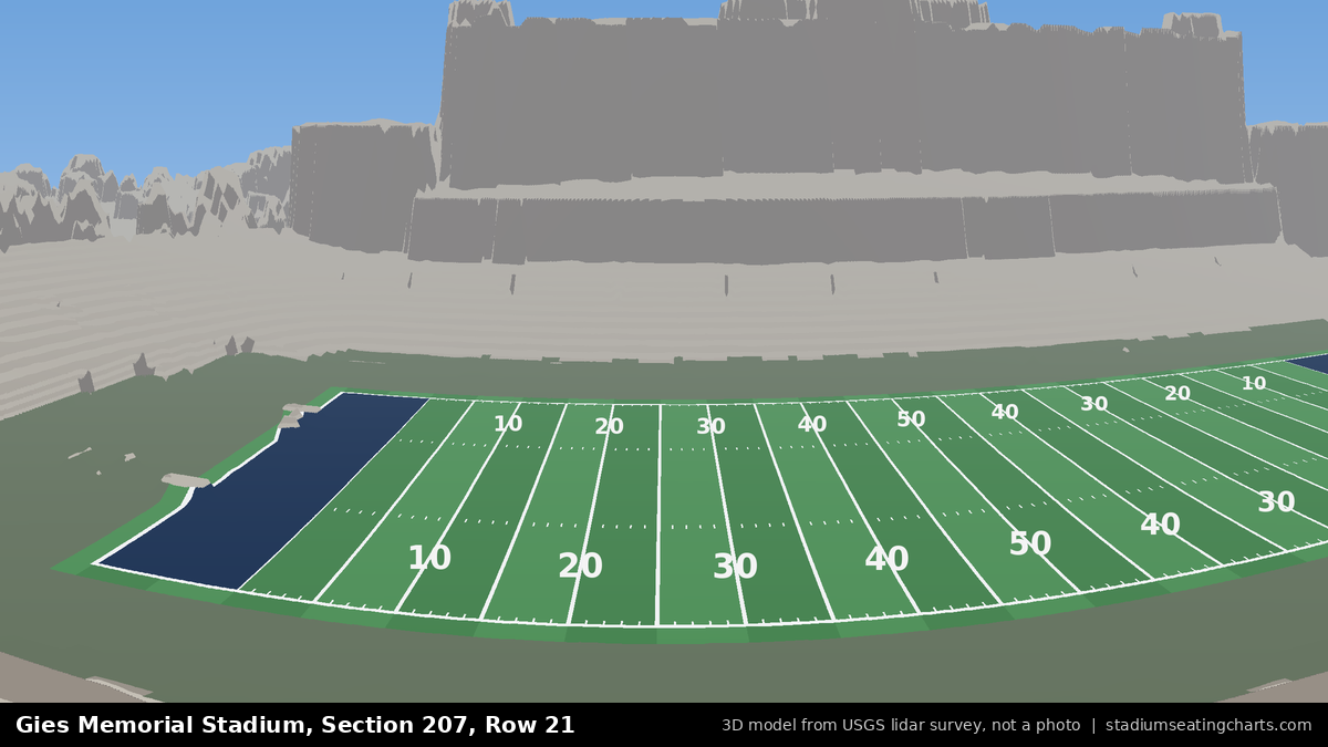 View from Gies Memorial Stadium Section 207, Row 21, looking toward the field