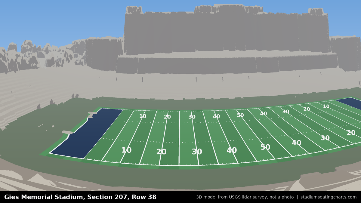 View from Gies Memorial Stadium Section 207, Row 38, looking toward the field
