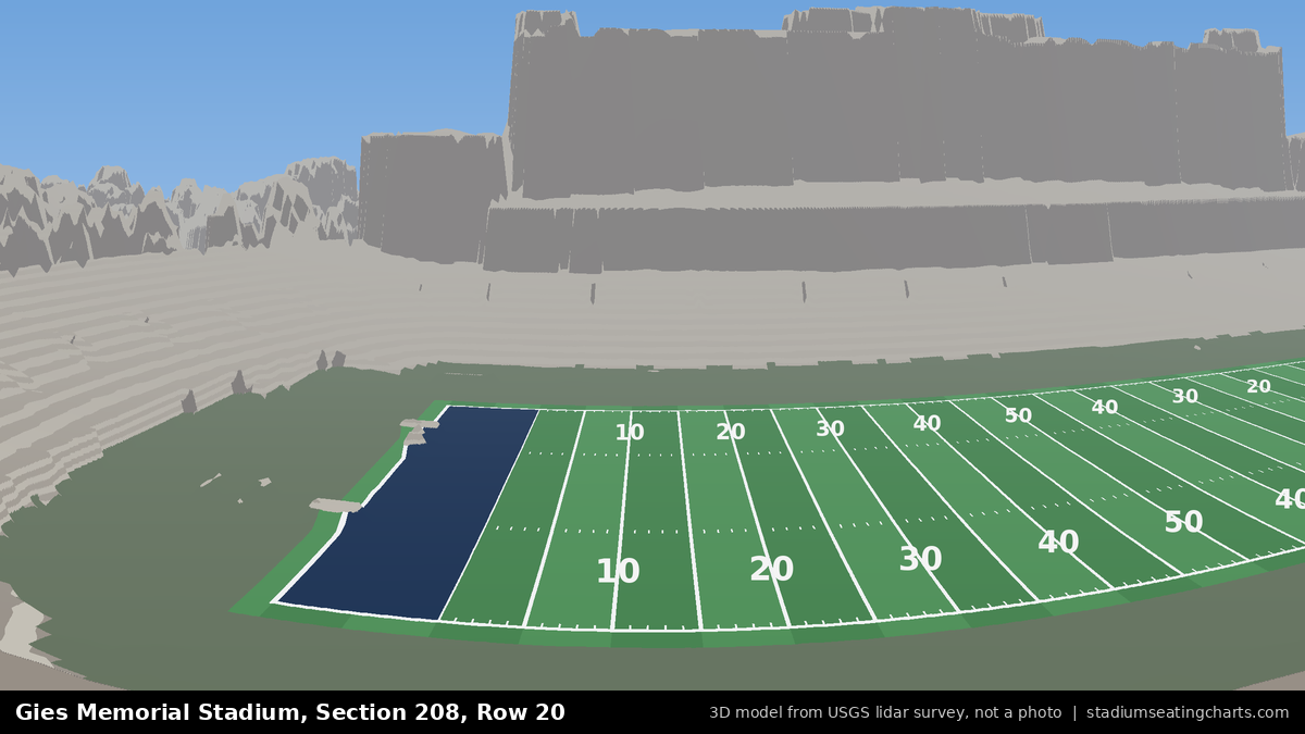 View from Gies Memorial Stadium Section 208, Row 20, looking toward the field