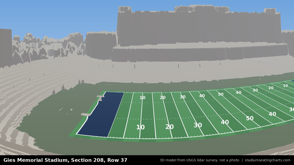 View from Gies Memorial Stadium Section 208, Row 37, looking toward the field
