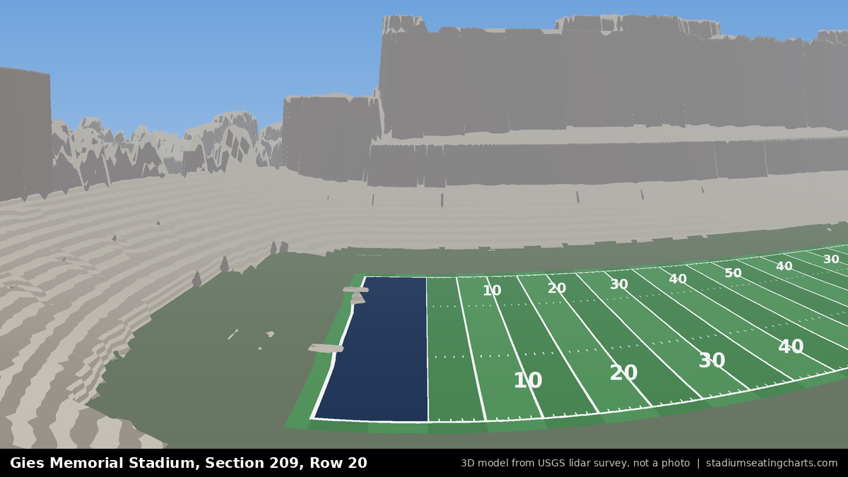 View from Gies Memorial Stadium Section 209, Row 20, looking toward the field