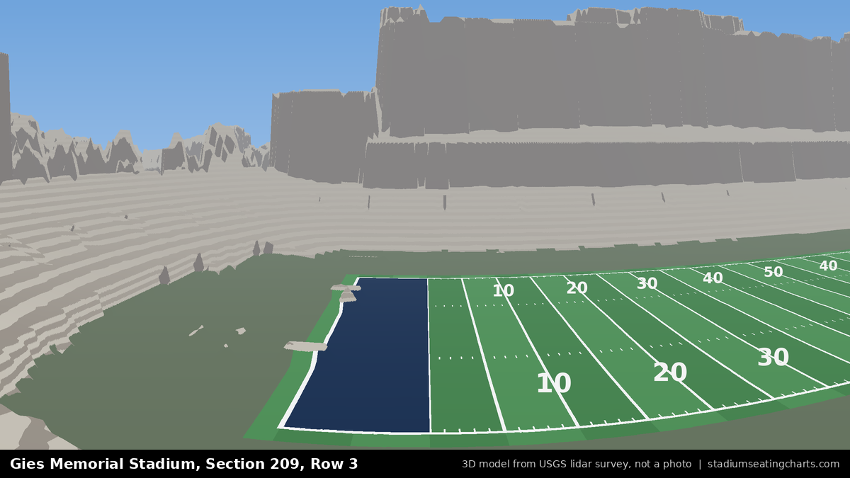 View from Gies Memorial Stadium Section 209, Row 3, looking toward the field
