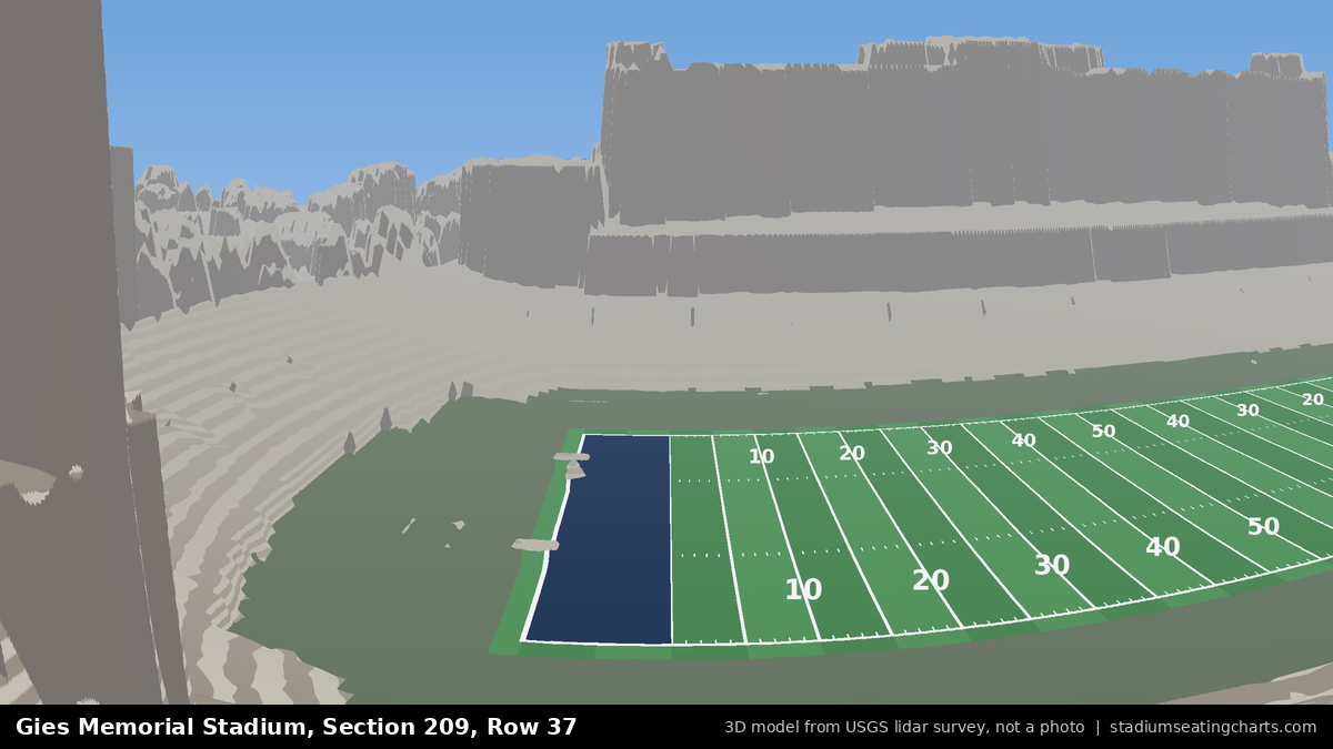 View from Gies Memorial Stadium Section 209, Row 37, looking toward the field