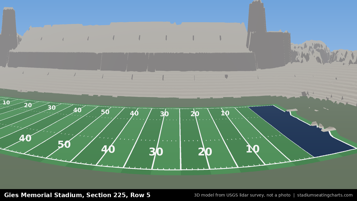 View from Gies Memorial Stadium Section 225, Row 5, looking toward the field