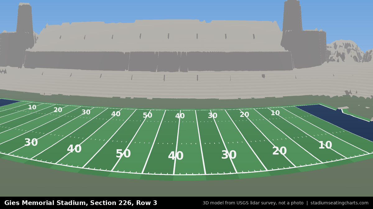 View from Gies Memorial Stadium Section 226, Row 3, looking toward the field