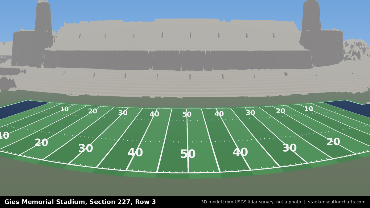 View from Gies Memorial Stadium Section 227, Row 3, looking toward the field