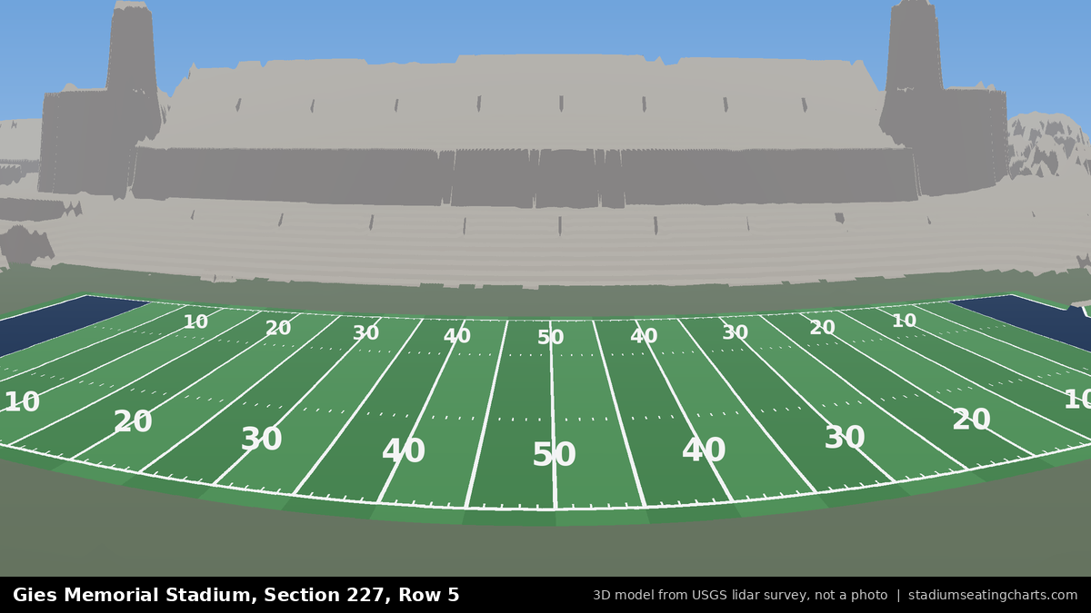 View from Gies Memorial Stadium Section 227, Row 5, looking toward the field