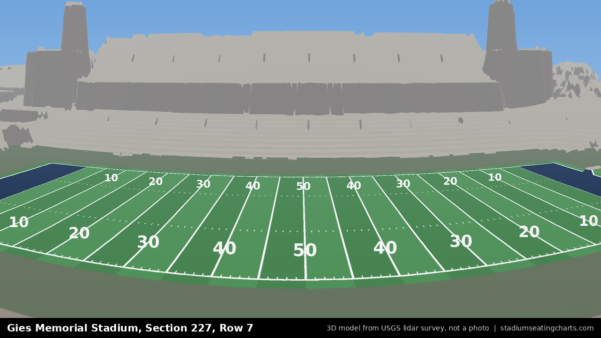 View from Gies Memorial Stadium Section 227, Row 7, looking toward the field