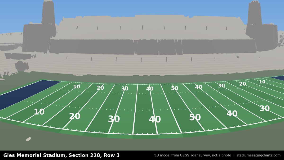 View from Gies Memorial Stadium Section 228, Row 3, looking toward the field