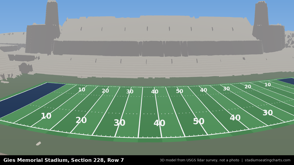 View from Gies Memorial Stadium Section 228, Row 7, looking toward the field