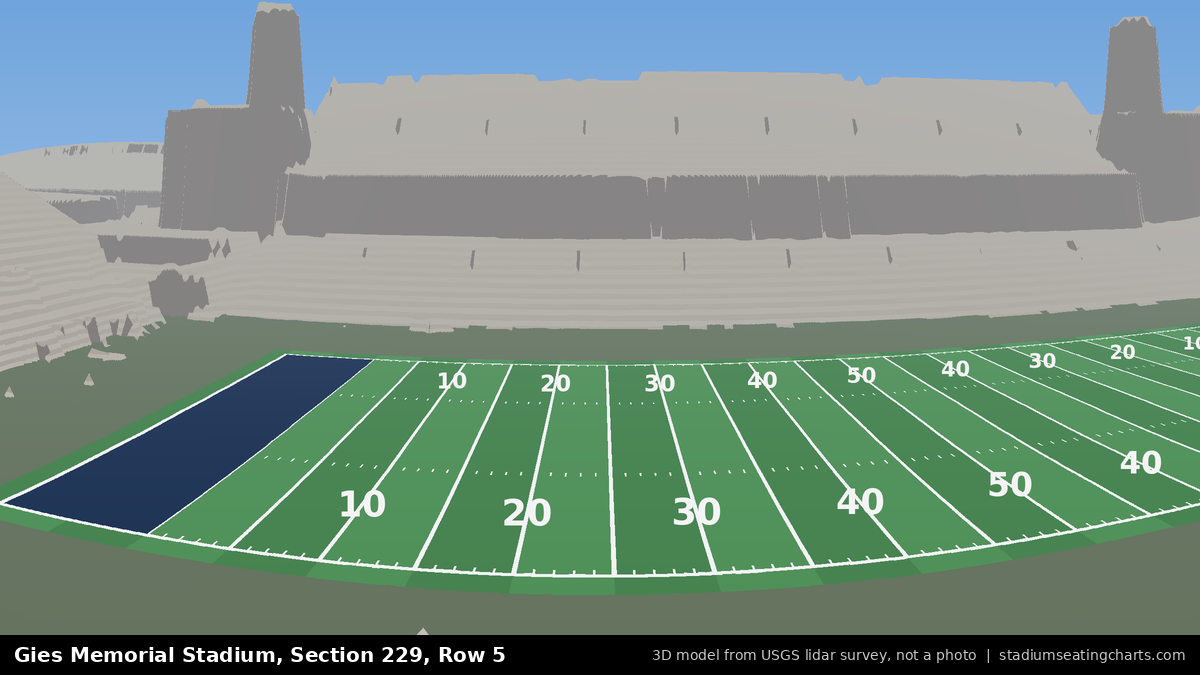 View from Gies Memorial Stadium Section 229, Row 5, looking toward the field