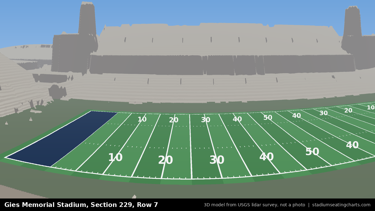 View from Gies Memorial Stadium Section 229, Row 7, looking toward the field
