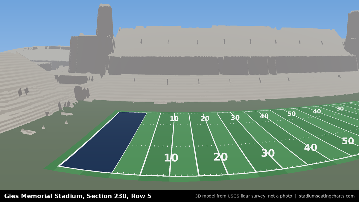 View from Gies Memorial Stadium Section 230, Row 5, looking toward the field