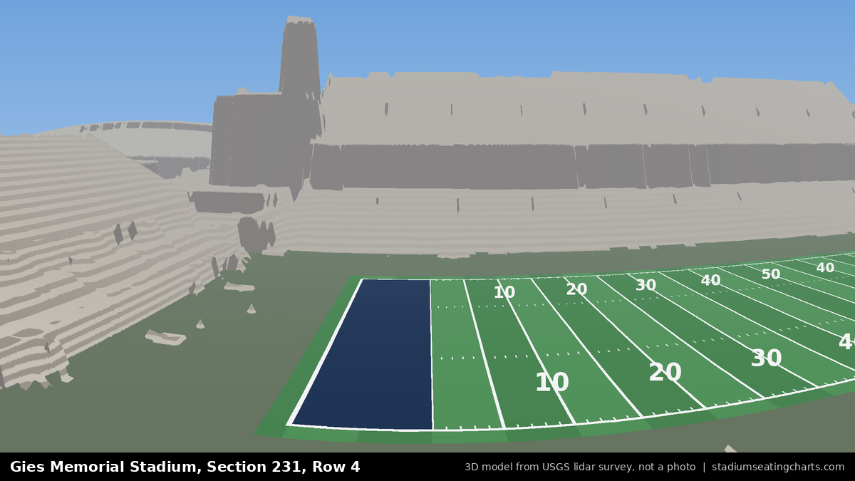 View from Gies Memorial Stadium Section 231, Row 4, looking toward the field