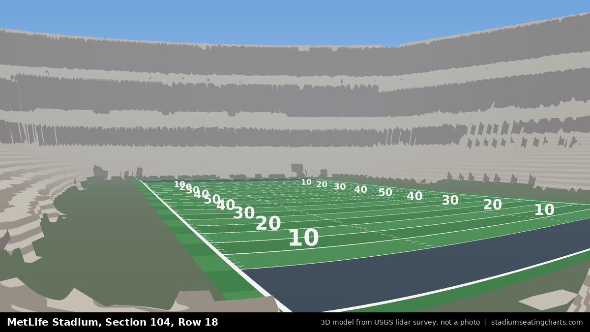 View from MetLife Stadium Section 104, Row 18, looking toward the field