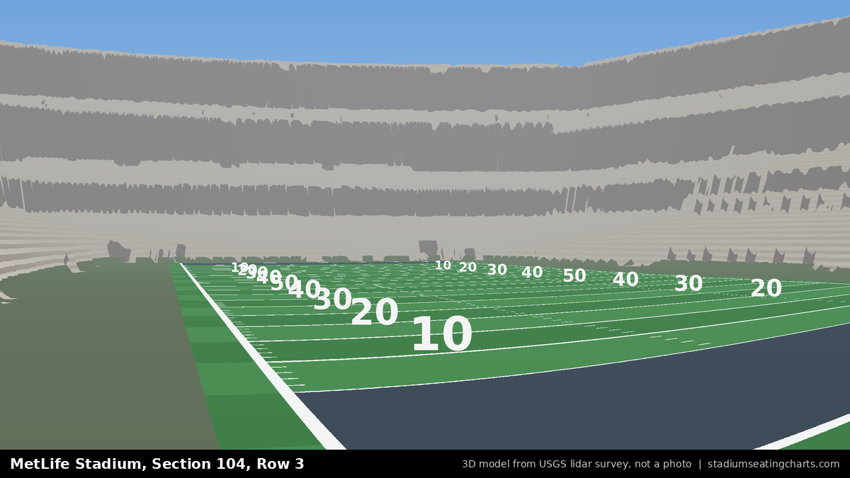 View from MetLife Stadium Section 104, Row 3, looking toward the field