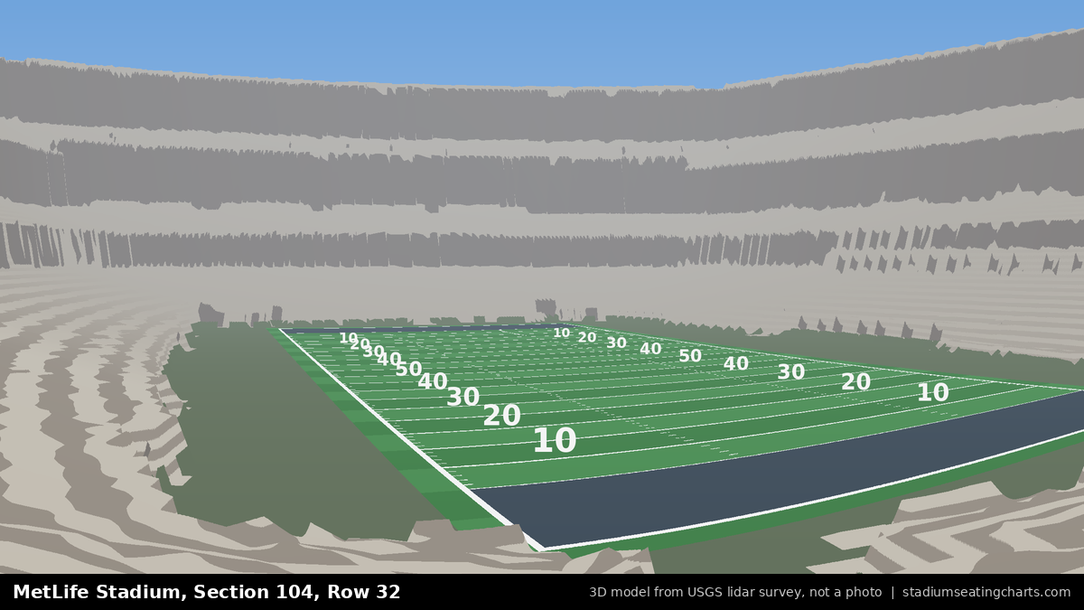 View from MetLife Stadium Section 104, Row 32, looking toward the field