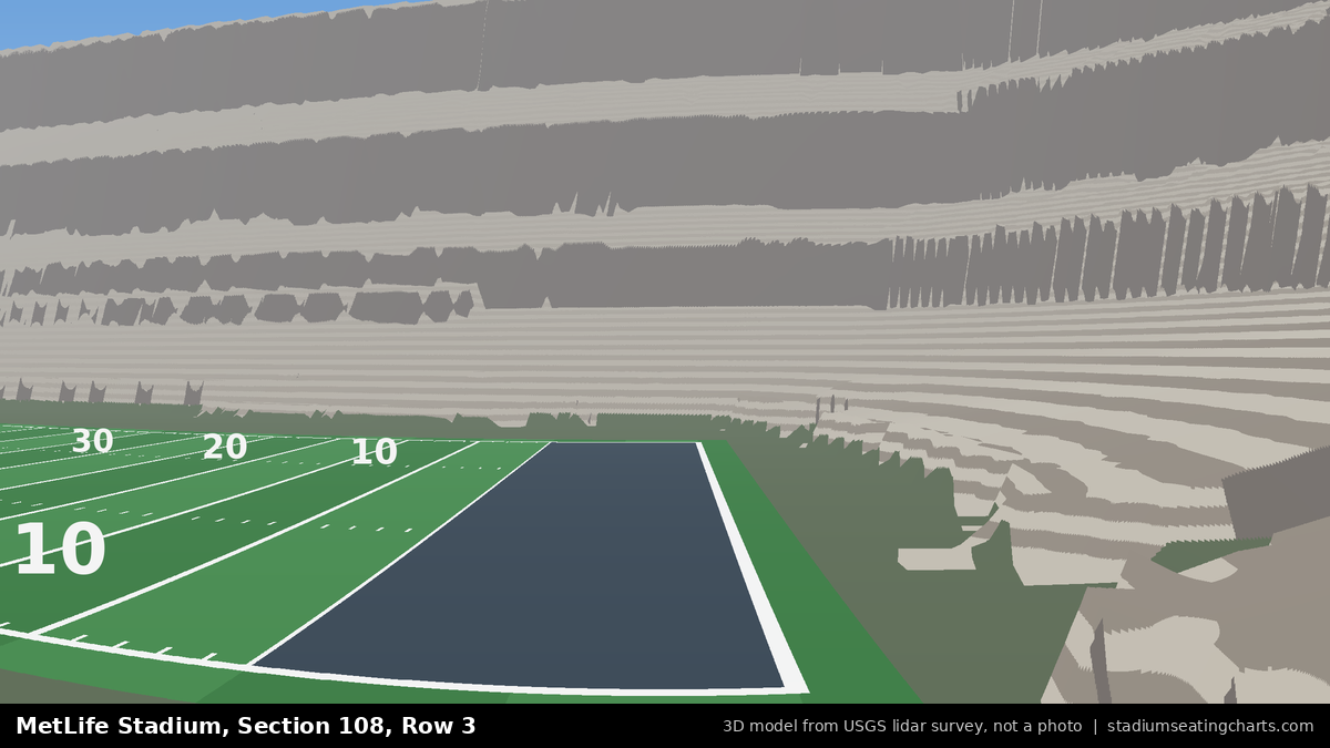 View from MetLife Stadium Section 108, Row 3, looking toward the field