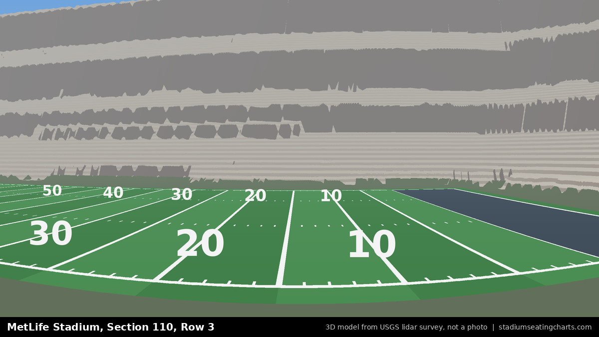 View from MetLife Stadium Section 110, Row 3, looking toward the field