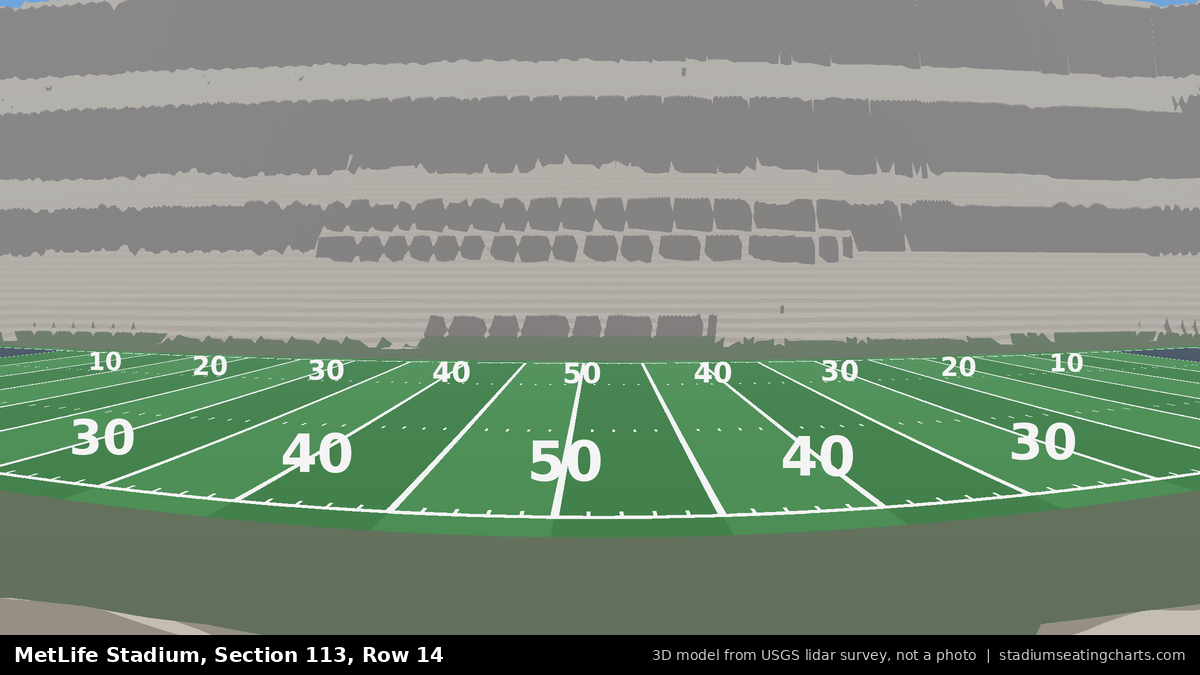 View from MetLife Stadium Section 113, Row 14, looking toward the field
