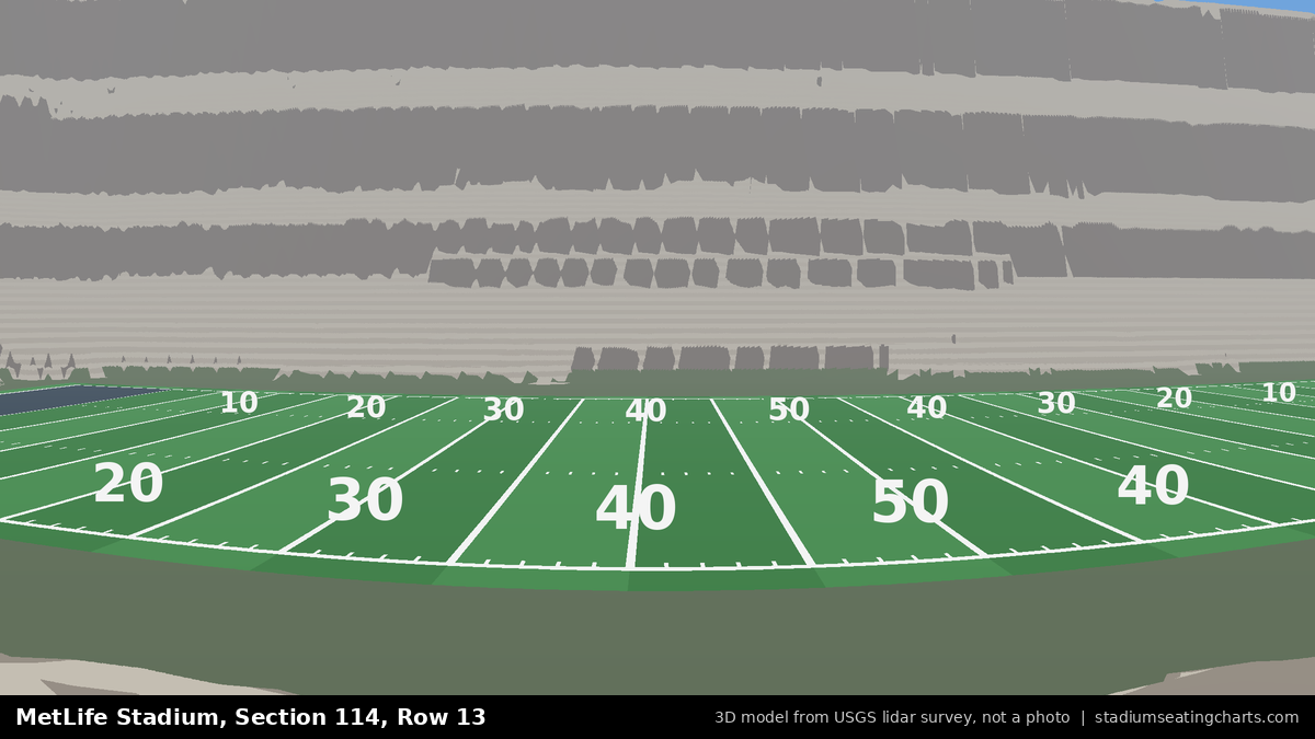 View from MetLife Stadium Section 114, Row 13, looking toward the field