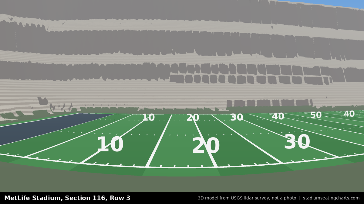View from MetLife Stadium Section 116, Row 3, looking toward the field