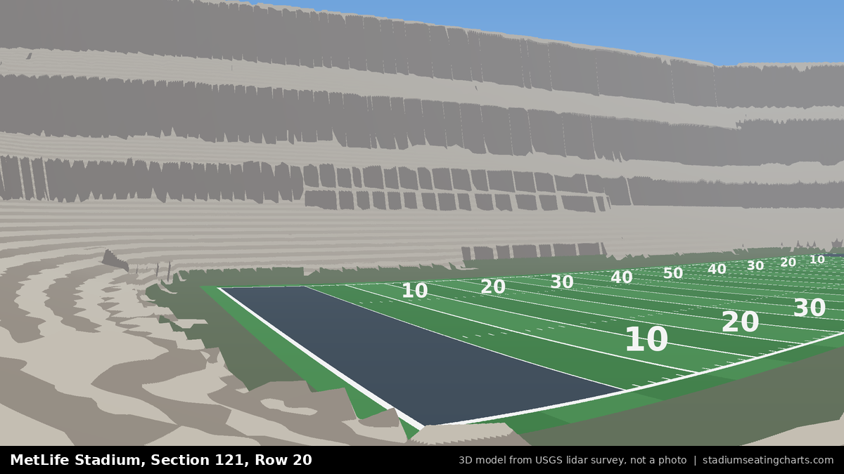 View from MetLife Stadium Section 121, Row 20, looking toward the field