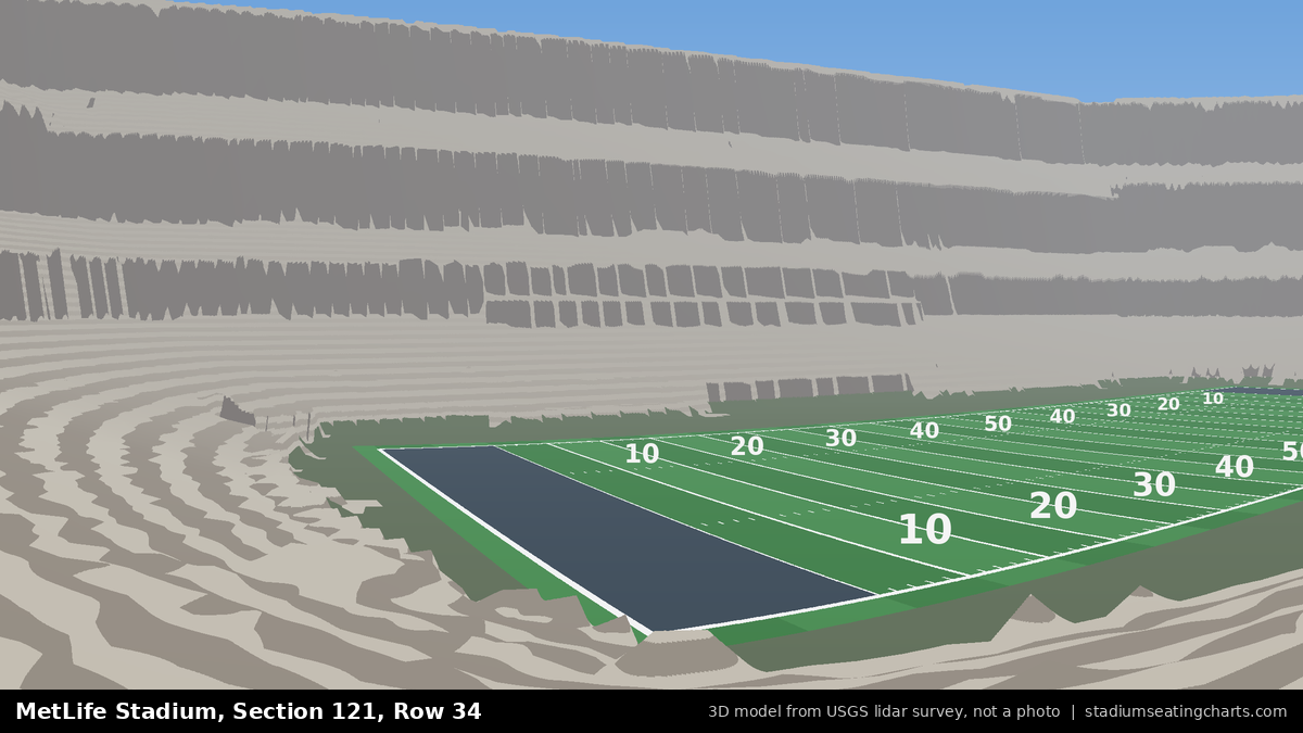 View from MetLife Stadium Section 121, Row 34, looking toward the field