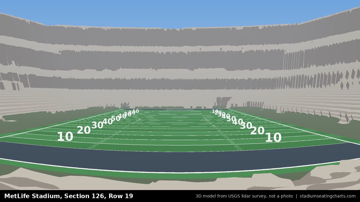 View from MetLife Stadium Section 126, Row 19, looking toward the field