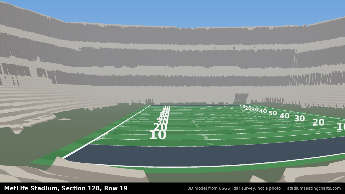 View from MetLife Stadium Section 128, Row 19, looking toward the field