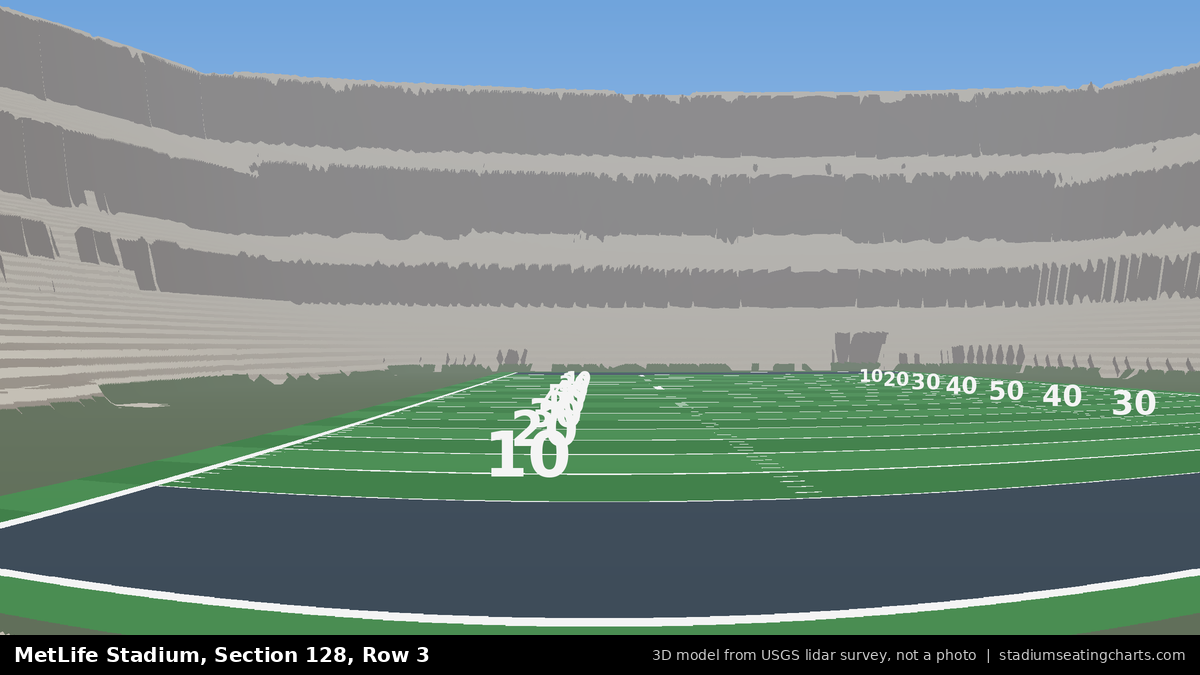 View from MetLife Stadium Section 128, Row 3, looking toward the field
