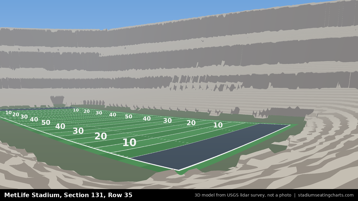 View from MetLife Stadium Section 131, Row 35, looking toward the field